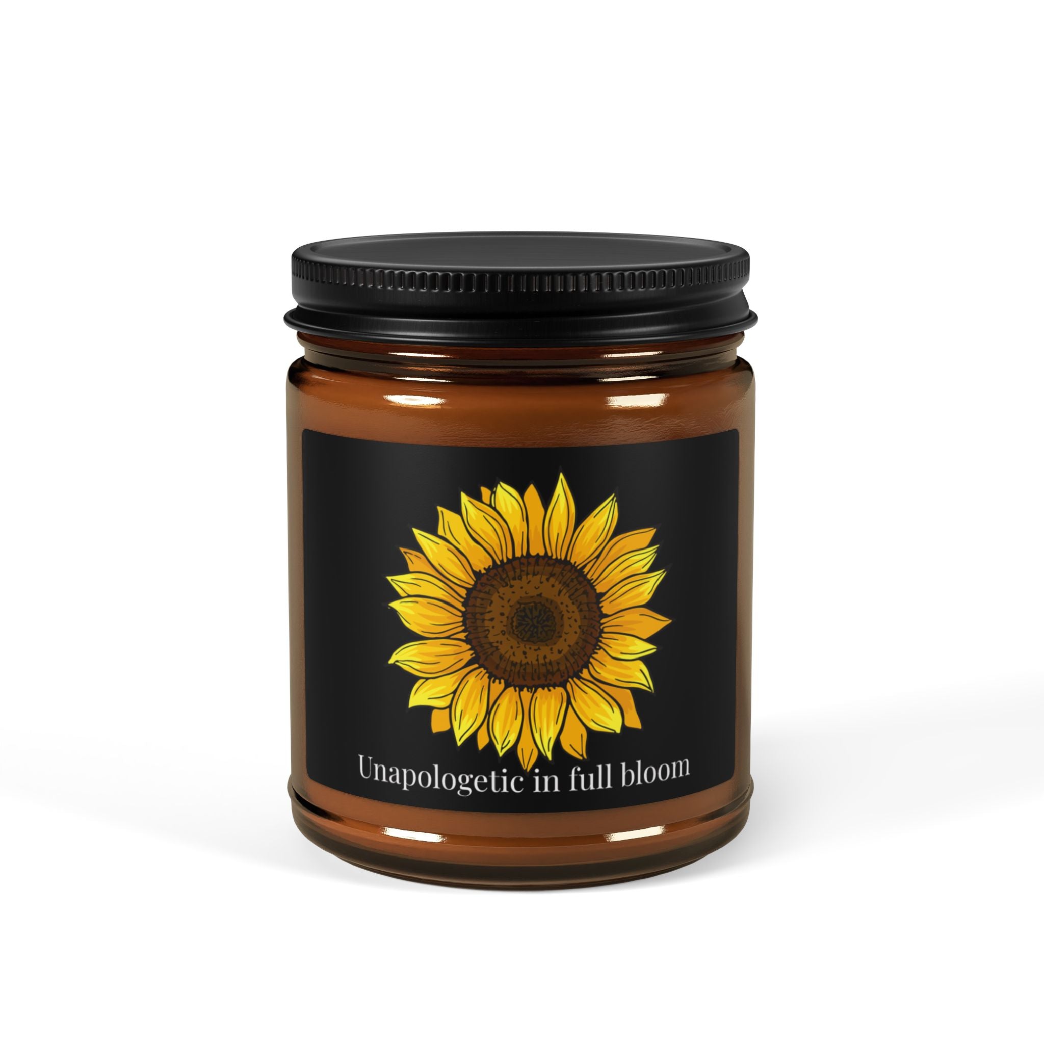 Sunflower Soy Candle — "Unapologetic in Full Bloom" Amber Jar (Multi-Size)