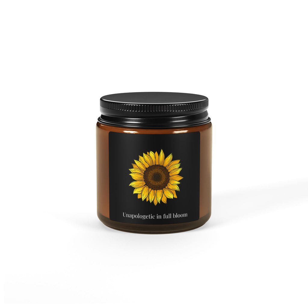 Sunflower Soy Candle — "Unapologetic in Full Bloom" Amber Jar (Multi-Size)