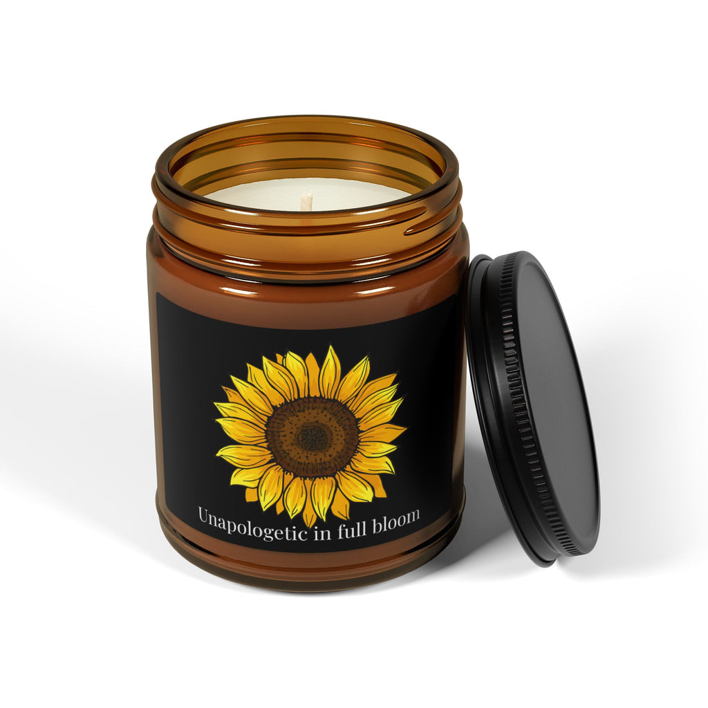 Sunflower Soy Candle — "Unapologetic in Full Bloom" Amber Jar (Multi-Size)