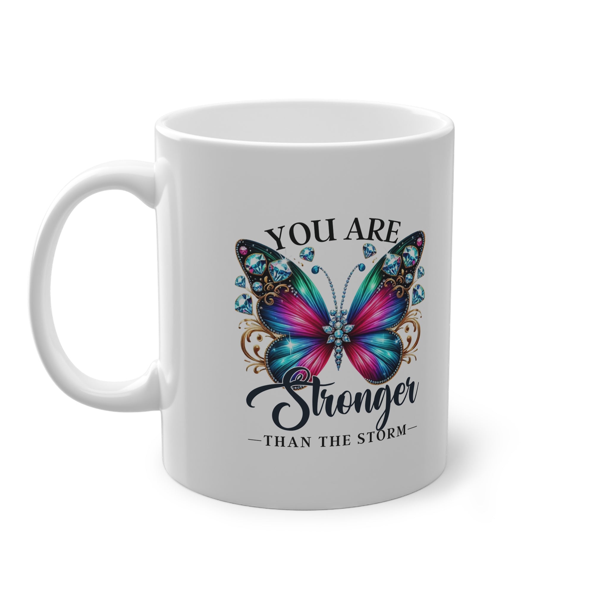 You Are Stronger Than The Storm Butterfly Mug | Inspirational Ceramic Coffee Cup
