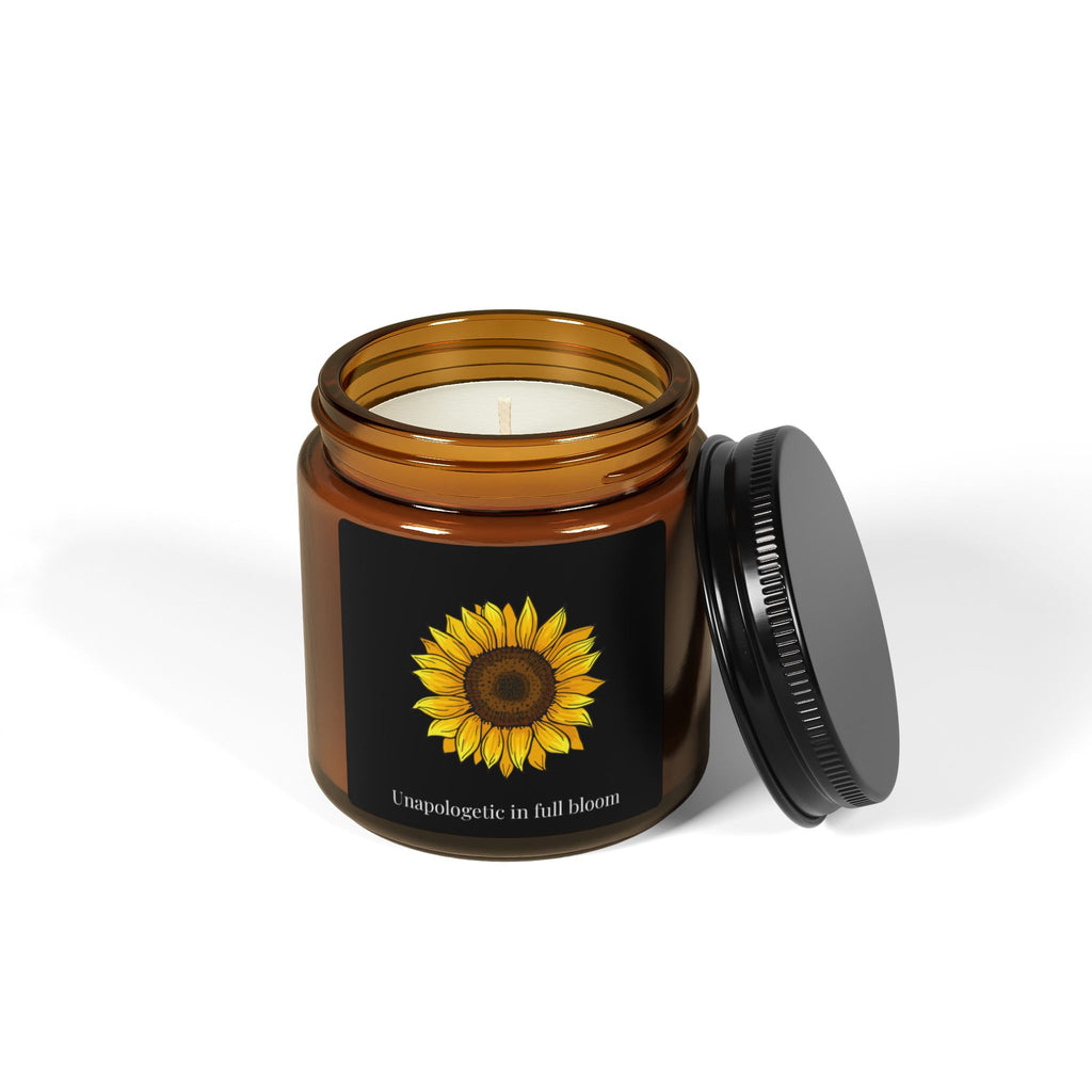 Sunflower Soy Candle — "Unapologetic in Full Bloom" Amber Jar (Multi-Size)