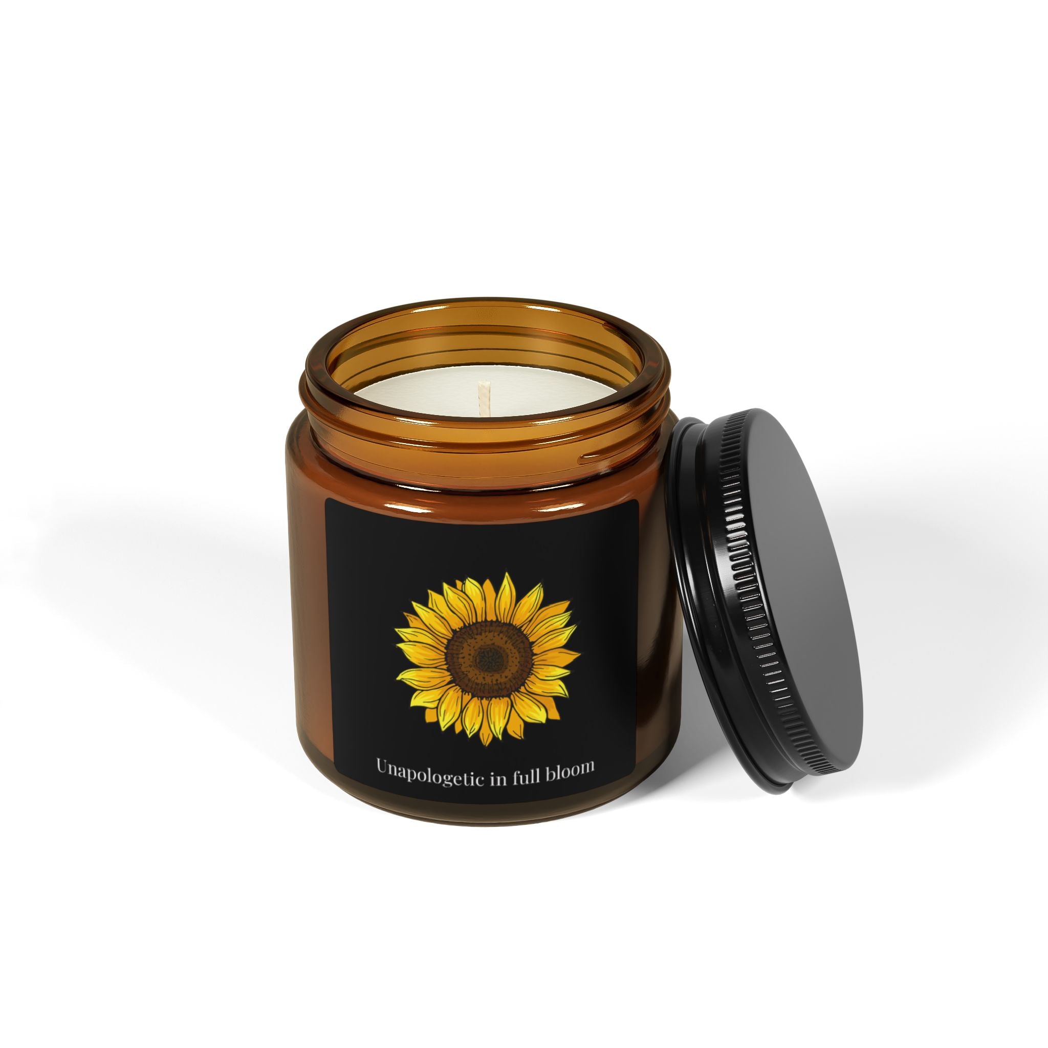 Sunflower Soy Candle — "Unapologetic in Full Bloom" Amber Jar (Multi-Size)
